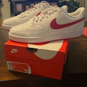 Nike court vision low shoes red and white